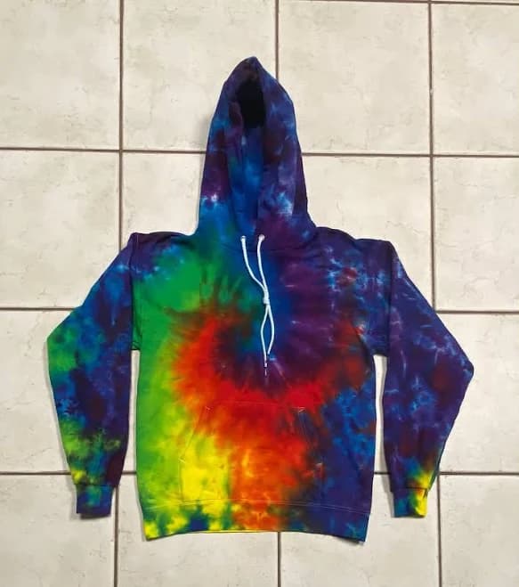 Tie-Dye Rainbow Spiral Hoodie with Pouch Pocket