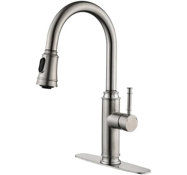 Tahanbath Single Handle High Arc Pull Out Kitchen Faucet