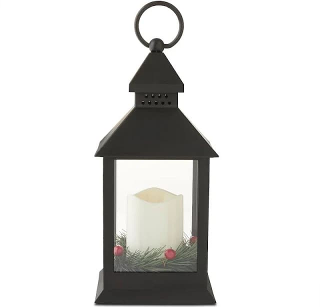 Bright Zeal 2-Pack 9.5" Vintage Decorative Candle Lantern with LED Flickering Flameless Candle (Black, 8hr Timer) - Indoor Hanging Lanterns Decorative Lanterns Battery Powered LED Candle Timer Candle
