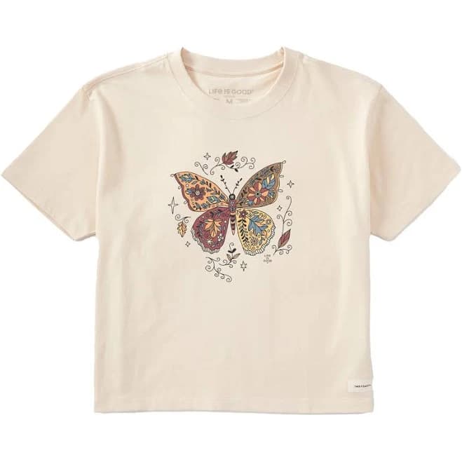 Life Is Good Women's Patchwork Butterfly T-Shirt