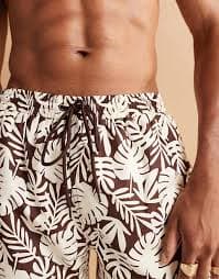 South Beach palm tree print swim shorts in brown | ASOS