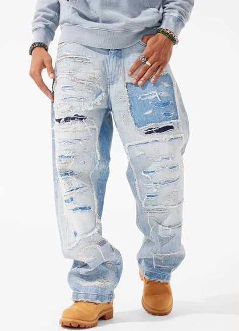 Brian Collection Wide Leg Fit Reconstructed Denim