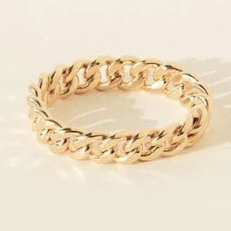 Caitlyn Minimalist 18K Gold Curb Chain Ring