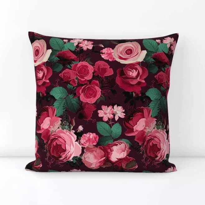 Spoonflower Moody Floral Throw Pillow