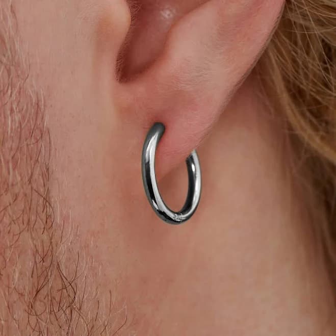 Men's Titanium Charm Hoop Earrings