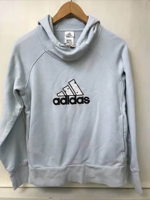 Adidas Womens Light Blue Hoodie Long Sleeve Pullover Size S Small