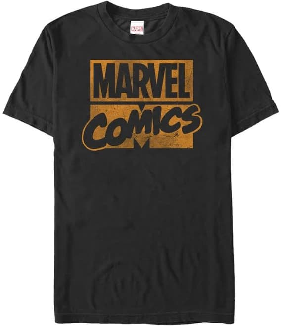 Marvel Men's Distressed Orange Logo T-Shirt