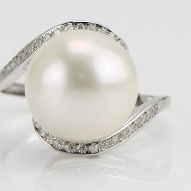 Sterling Silver 925 Open Pearl Ring