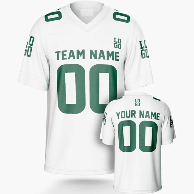 Custom Football Jersey White and Green - Design Your Own 5XL