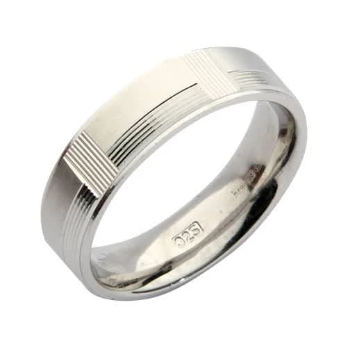 Sterling Silver Patterned Wedding Ring Band