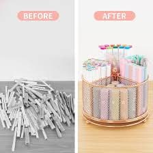 Spacrea Pen Holder for Office - 360 Degree Rotating Pen Organizer, Desk Organizer with 4 Compartments, Pencil Holder for Office, School, Classroom, Office, Art Supplies (Gold : Amazon.com.be: Office Products