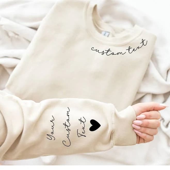 Personalized Text On The Neck and Names On The Sleeve Crewneck Sweatshirt