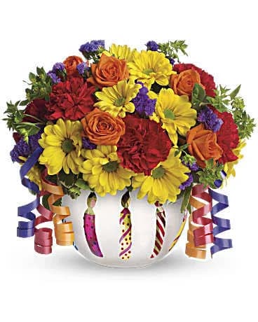 Teleflora Multi-Colored Mixed Bouquets Brilliant Birthday Blooms Bouquet