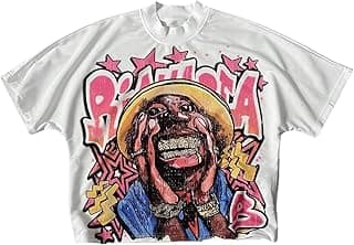 Men's Cartoon Graphic Tee Shirts Y2K Short Sleeve Crew Neck Summer T-Shirt