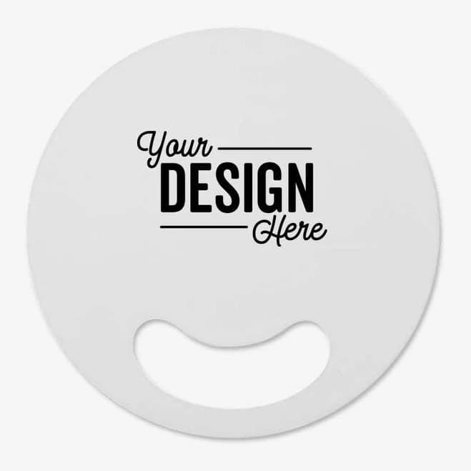 Sample - Circle Plastic Hand Fan with Handle - White