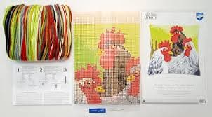 PN-0149808 Vervaco Cross Stitch Cushion "Rooster and chickens"