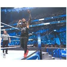 Jimmy Uso Autographed 16" x 20" On Ring Apron 1's Up Photograph