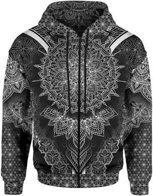 Blackout Mandala Zip Hoodie
