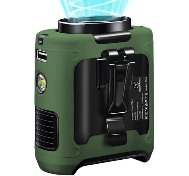 Amazon.com: CAZOKASI Personal Fan 10000mAh Waist Portable Rechargeable Wearable Hand Free, 6-40hours Wearable Cooler Fan for Traveling Working Outdoor Office (10000mAh / Green) : Home & Kitchen