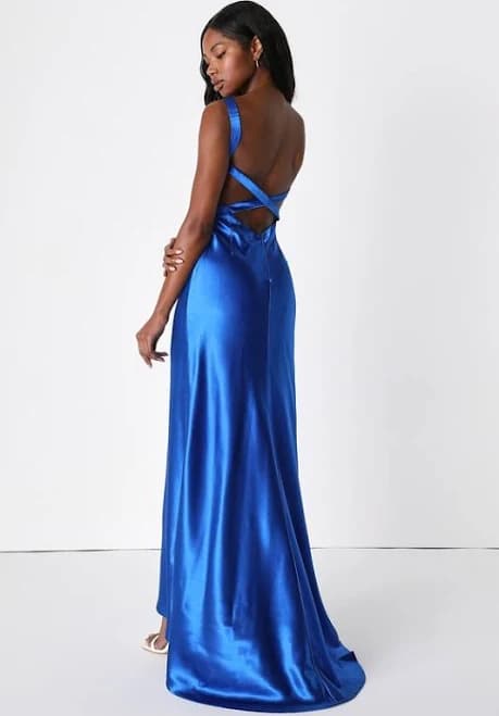 Lulus Satin Strappy Maxi Dress
