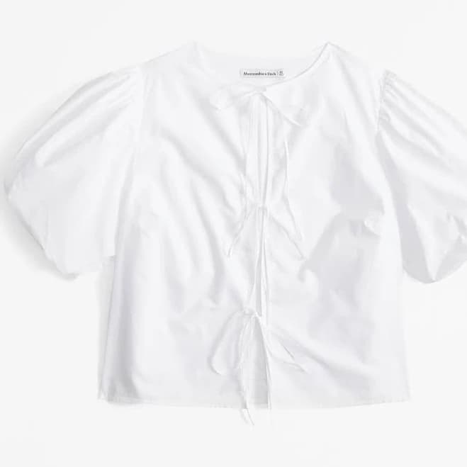 Abercrombie & Fitch Women's Polka Dot Short-Sleeve Tie-Front Top
