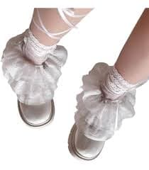 Amazon.com: MOAIYU Women Tiered Ruffle Lace Leg Warmer Sweet Over The Calf Leg Socks Baggy Cuffs Ankle Heap Socks Mesh Flared Leg Sleeves : Clothing, Shoes & Jewelry
