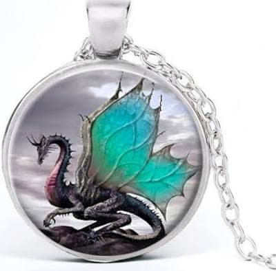Stainless Steel Cab Silver Dragon Wing Necklace