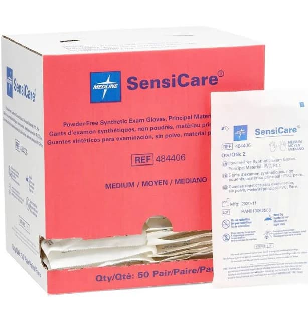 Sensicare Sterile Powder-Free Vinyl Exam Glove Medium