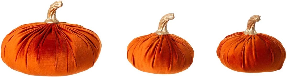 Glitzhome Orange Velvet Pumpkins Set of 3