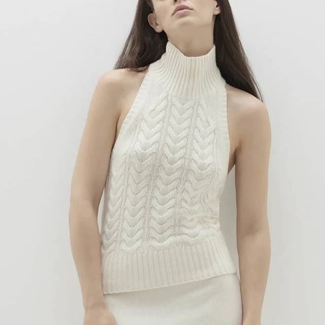 NakedCashmere Runa Cable Knit Cashmere Halter