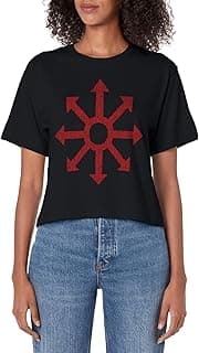 Chaos Magic Star Arrows Symbol Pullover Hoodie Red Women's Crop Top