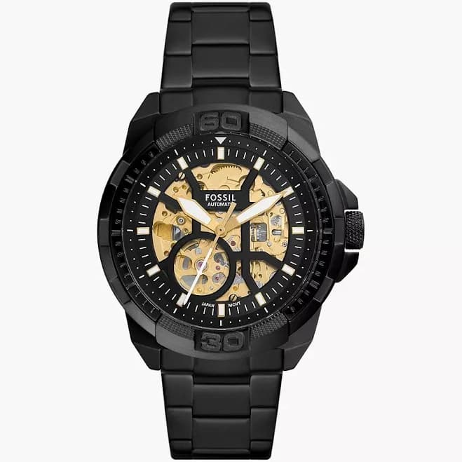 Fossil Mens Bronson Automatic Black Stainless Steel Watch me3217
