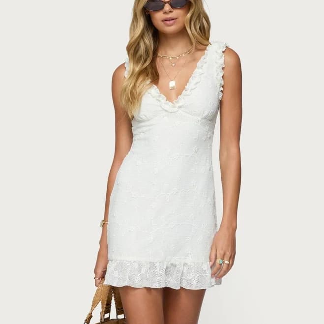 Edikted Women's Shayla Ruffle Textured Mini Dress