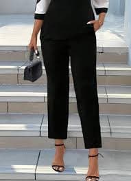 Women 2026 Formal 2 Piece Outfits Lounge Black and White Color Block 3/4 Sleeve Sets Slim Fit Round Neck and Pants : Clothing, Shoes & Jewelry - Amazon.com