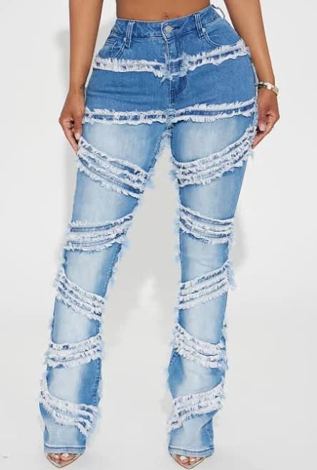 Fashion Nova Women's Making A Point Stretch Fray Flare Jeans