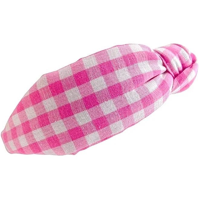 Bubblegum Pink Gingham Knotted Headband