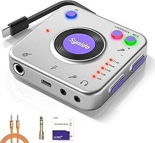 Portable Guitar Audio Interface, 24-bit/96kHZ Audio Adapter with USB-C, Inst./Headphone Ports for Live Streaming, for DJ Set Audio Recording, for iPhone/iPad/Android/Mac/PC/Laptop, (A20)