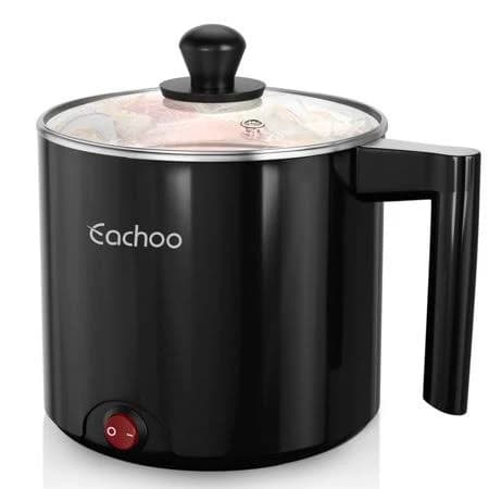 CACHOO Electric Hot Pot for Cooking, Portable Ramen Cooker 1.5L for Pasta, Soup, Steak, Oatmeal, Dorm Room Essentials, Black