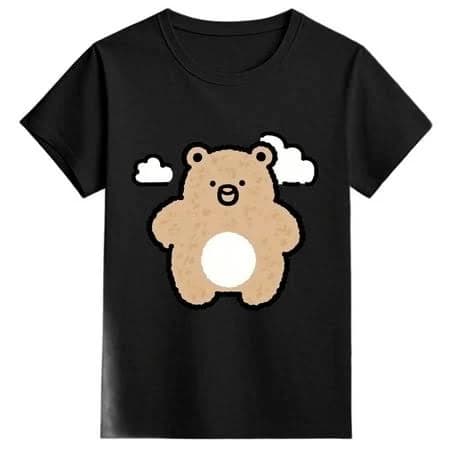 Little Girls Cute Bear Print Graphic Short Sleeve T-Shirt
