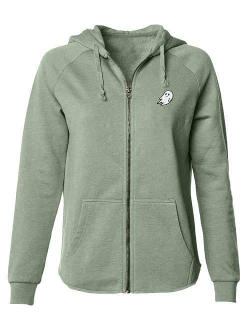 Dalix Women's Ghost Embroidered Fleece Zip Hoodie