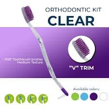 Orthodontic Kit Clear - Oral Care Set with Toothbrush, Protector Cap, Floss 12m, 5 Bars of Wax, 13 Floss Threaders, 3 interdental Brushes with case - Purple - Walmart Business Supplies