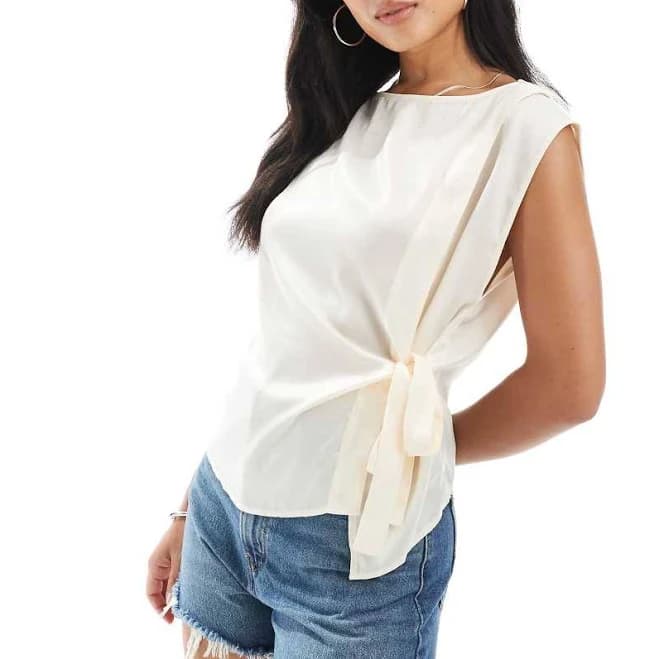 ASOS Sleeveless Satin Tie Side Top