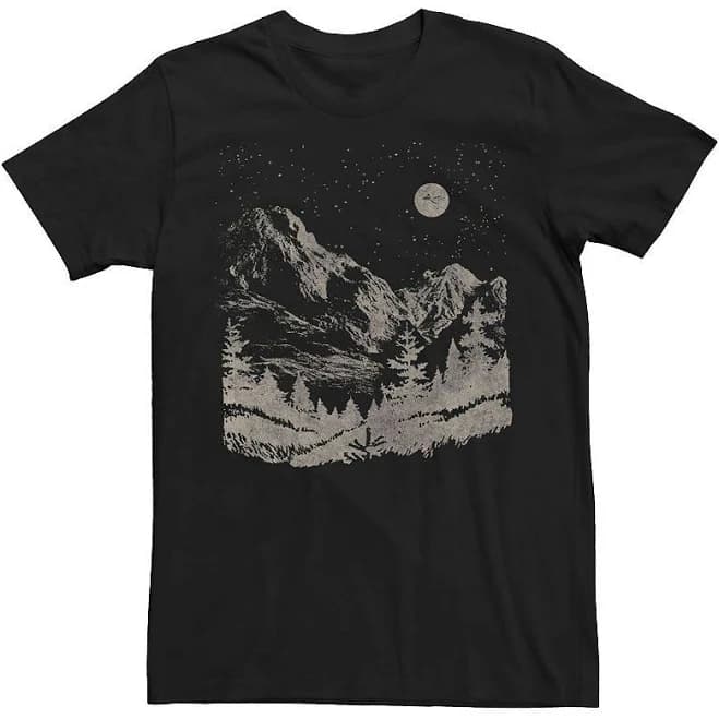 Men's Lost Gods Night Mountain Scene T-Shirt