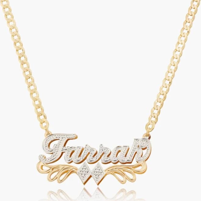 Custom Double Plated Diamond Name Necklace