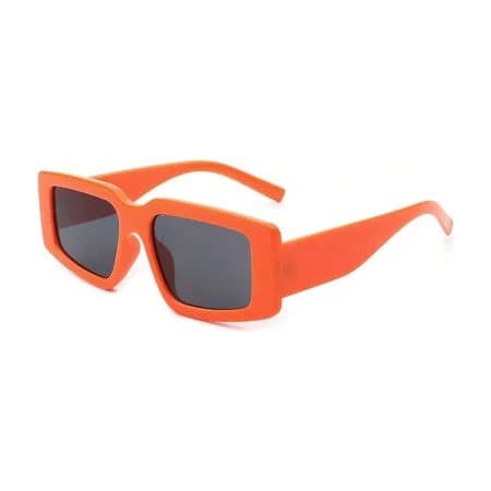 Sassalilly Bright Orange Thick-Frame Square Sunglasses, UV Protection Dark Gray Lenses, Trendy Fashion Eyewear for Men & Women, Adult Unisex, Size: