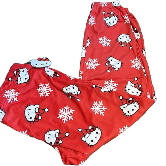 Sanrio 2023 Hello Kitty Christmas Red With Snowflakes Pajama Pants -