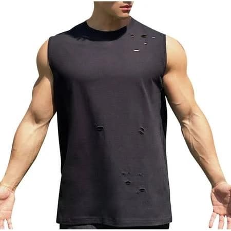 Men's Round Neck Perforated Tank Tops