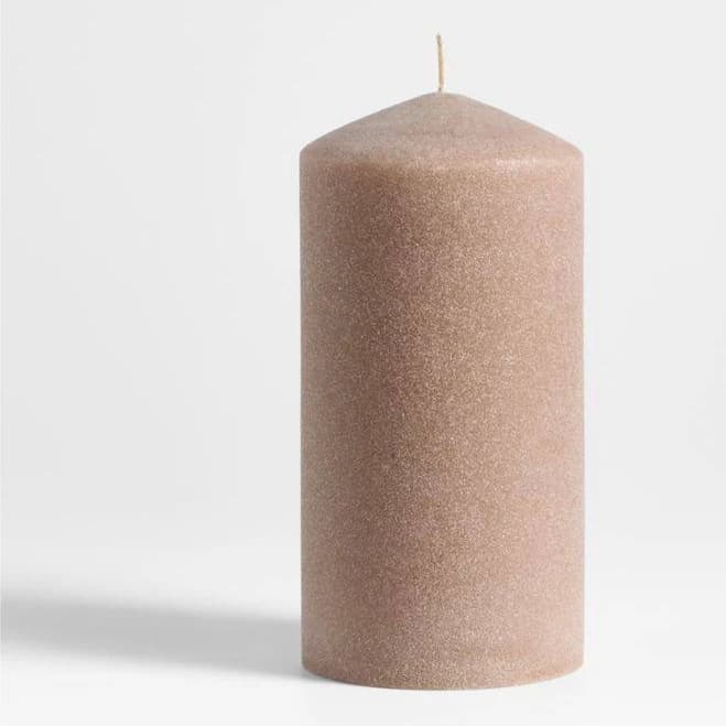 Crate & Barrel Sand Large Ivory Pillar Candle