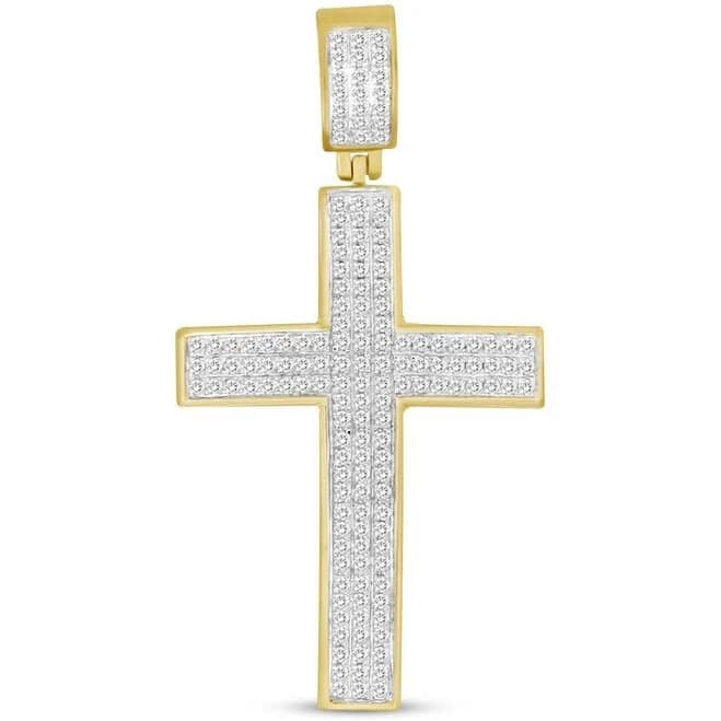 Men's 1/2 Ct tw Round-Cut Diamond Cross Pendant in 10K Yellow Gold