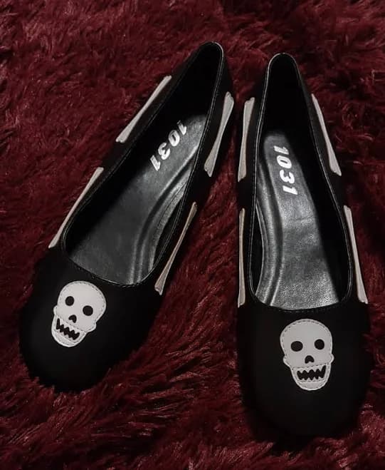 1031 Bones Skull Girls Flat Halloween Skelton Shoes